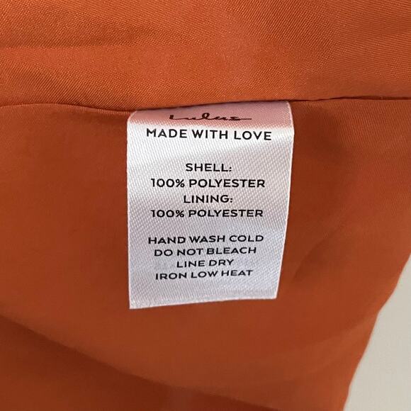 Lulus‎ Dress Womens Small Orange Cream Kalena Maxi Halter Pleated Palm Tree Boho - Picture 14 of 15